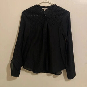 American Eagle black top, size S/P, long sleeve, lace detail